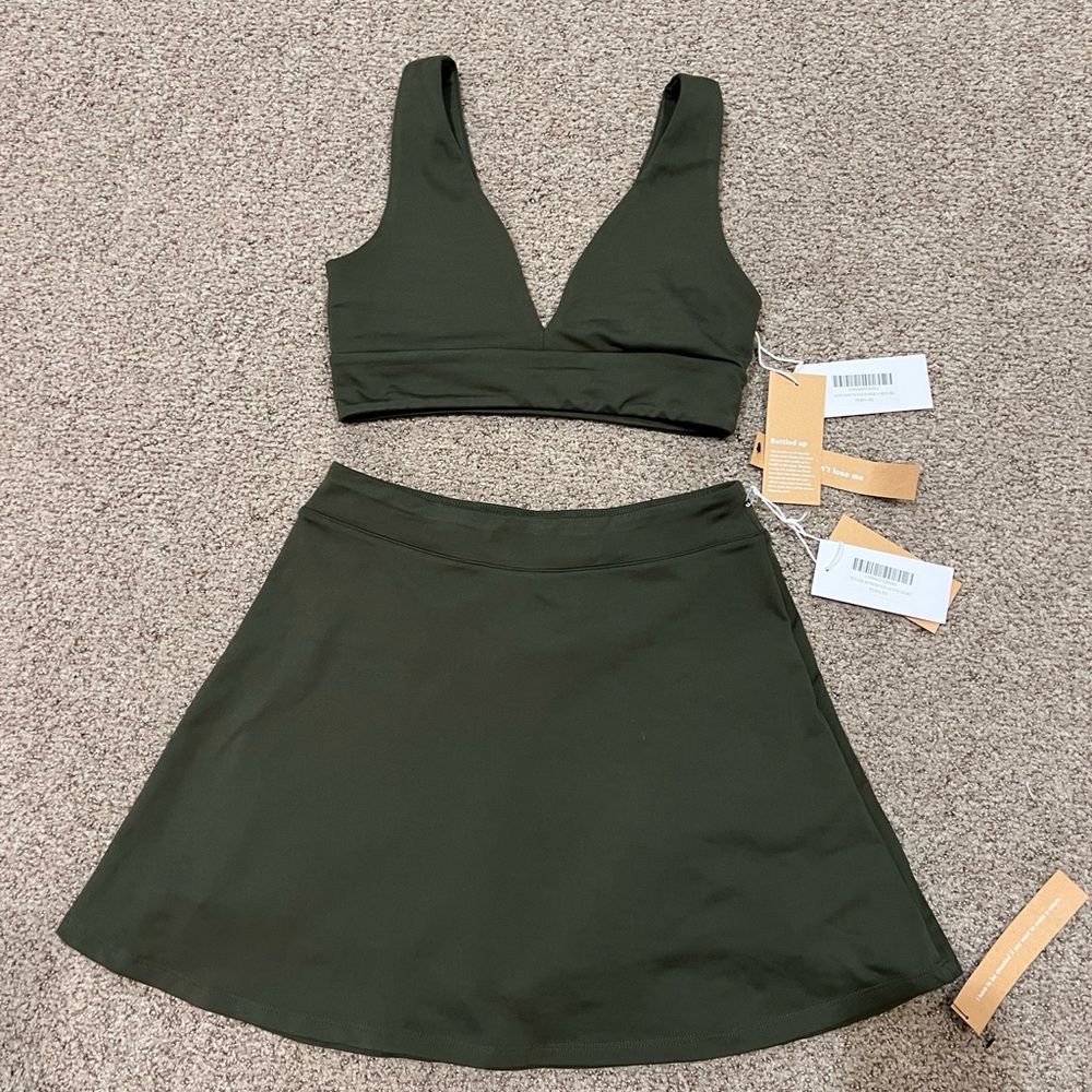 NWT Reformation Active Sports Bra and Skort Set in Fern Green